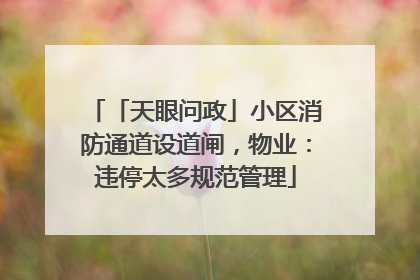 「天眼问政」小区消防通道设道闸，物业：违停太多规范管理