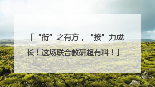 “衔”之有方，“接”力成长！这场联合教研超有料！