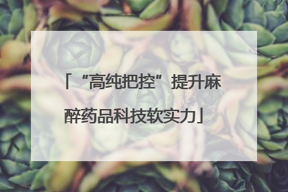 “高纯把控”提升麻醉药品科技软实力