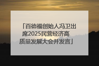 百德福创始人冯卫出席2025民营经济高质量发展大会并发言