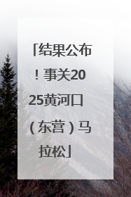 结果公布！事关2025黄河口（东营）马拉松