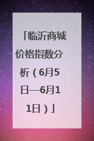 临沂商城价格指数分析（6月5日—6月11日）