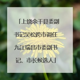 上饶余干县委副书记吴松跨市调任九江瑞昌市委副书记、市长候选人