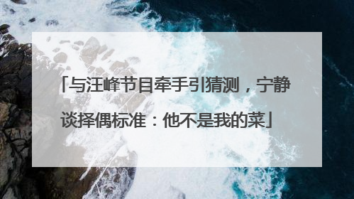 与汪峰节目牵手引猜测，宁静谈择偶标准：他不是我的菜