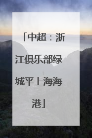 中超：浙江俱乐部绿城平上海海港