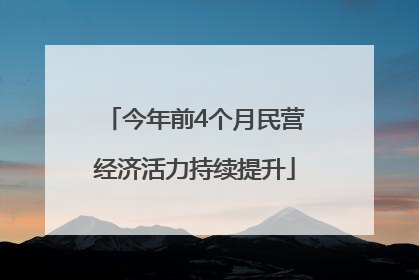 今年前4个月民营经济活力持续提升