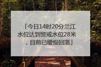 今日14时20分兰江水位达到警戒水位28米，目前已缓慢回落