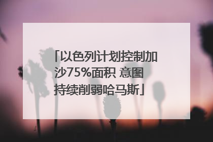 以色列计划控制加沙75%面积 意图持续削弱哈马斯