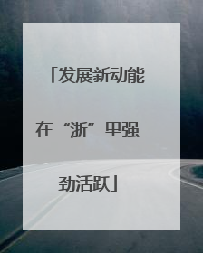 发展新动能在“浙”里强劲活跃
