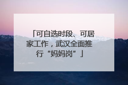 可自选时段、可居家工作，武汉全面推行“妈妈岗”