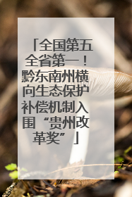 全国第五全省第一！黔东南州横向生态保护补偿机制入围“贵州改革奖”