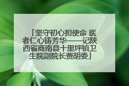 坚守初心担使命 医者仁心铸芳华——记陕西省商南县十里坪镇卫生院副院长贾胡委