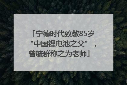 宁德时代致敬85岁“中国锂电池之父”，曾毓群称之为老师