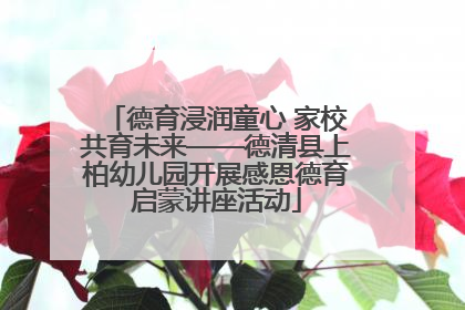 德育浸润童心 家校共育未来——德清县上柏幼儿园开展感恩德育启蒙讲座活动