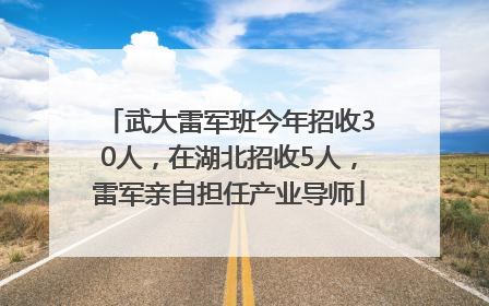 武大雷军班今年招收30人，在湖北招收5人，雷军亲自担任产业导师