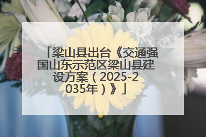 梁山县出台《交通强国山东示范区梁山县建设方案（2025-2035年）》