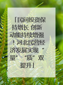 民间投资保持增长 创新动能持续增强！河北民营经济发展实现“量”“质”双提升