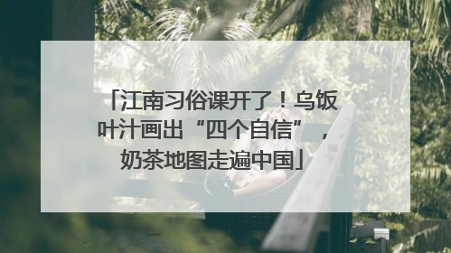 江南习俗课开了！乌饭叶汁画出“四个自信”，奶茶地图走遍中国