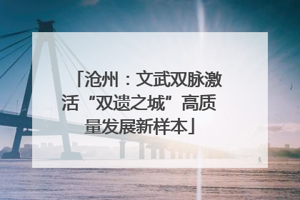 沧州：文武双脉激活“双遗之城”高质量发展新样本