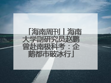海南周刊丨海南大学副研究员赵鹏曾赴南极科考：企鹅都市破冰行