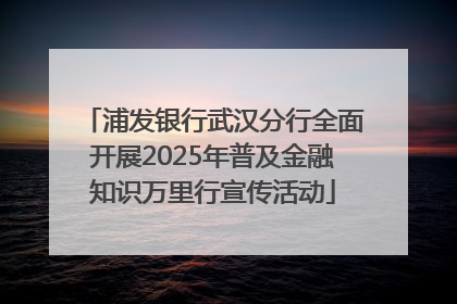 浦发银行武汉分行全面开展2025年普及金融知识万里行宣传活动
