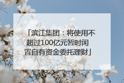 滨江集团：将使用不超过100亿元暂时闲置自有资金委托理财