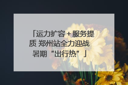 运力扩容＋服务提质 郑州站全力迎战暑期“出行热”
