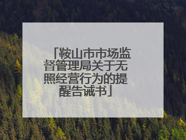 鞍山市市场监督管理局关于无照经营行为的提醒告诫书