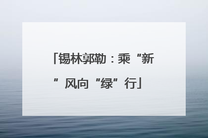 锡林郭勒：乘“新”风向“绿”行