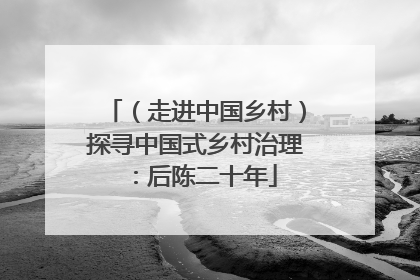 （走进中国乡村）探寻中国式乡村治理：后陈二十年